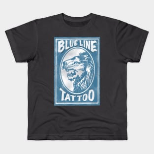 Blue Line Tattoo La Crosse WI Lion Head Logo Kids T-Shirt